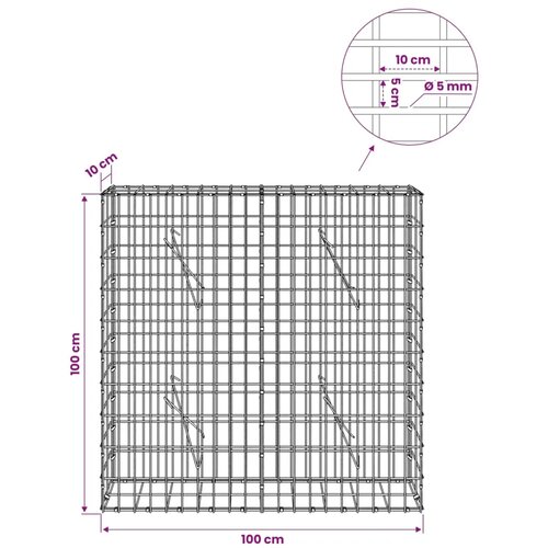  Gabion s žicom debljine 5 mm i mrežom 5x10 cm 100x10x100 cm - 10 cm 100 cm 100 cm Slike