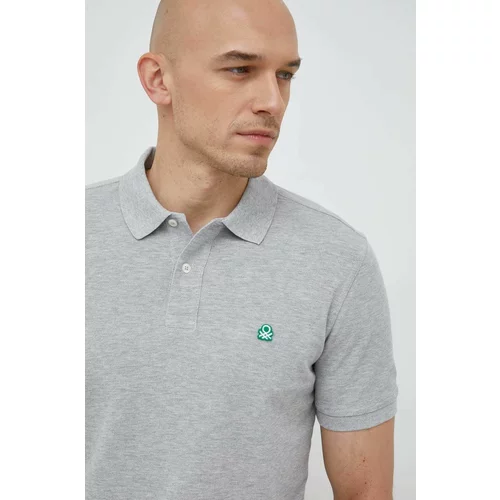 United Colors Of Benetton Pamučna polo majica boja: siva, jednobojni model