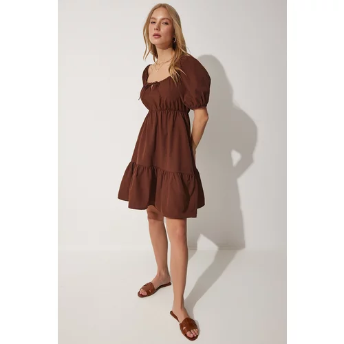 Happiness İstanbul Dress - Brown - Ruffle both