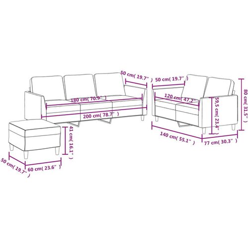  3-dijelni set sofa s jastucima boja vina od umjetne kože Slike