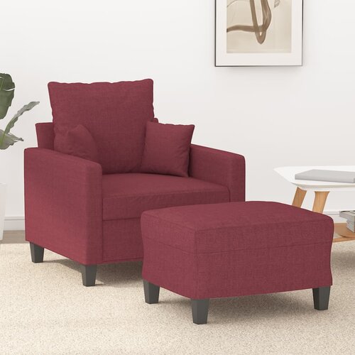  The Living Store Fotelj s stolčkom za noge vinsko rdeč 60 cm blago - Kavč S Stolčkom Za Noge, (21485136) Cene