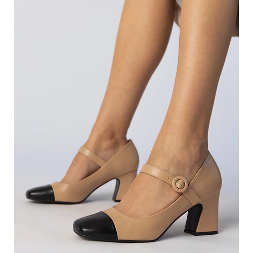 Gemre Beige women&amp;#039;s pumps with black toe Radora Slike