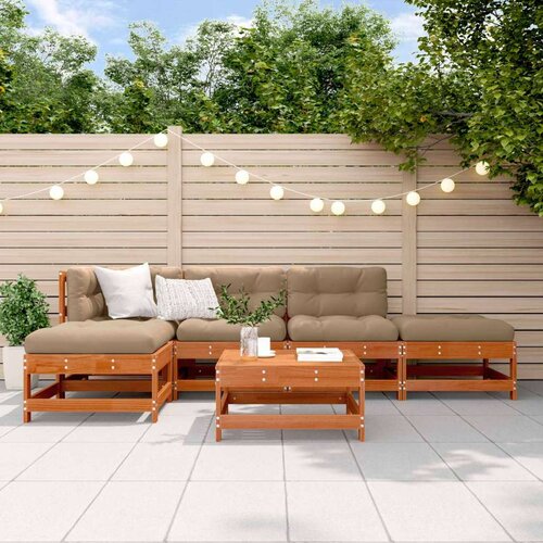  Set lounge namje&scaron;taja za vrt 6 pcs Vosak Smeđa Masivna borovina - Vosak smeđa bor Cijene