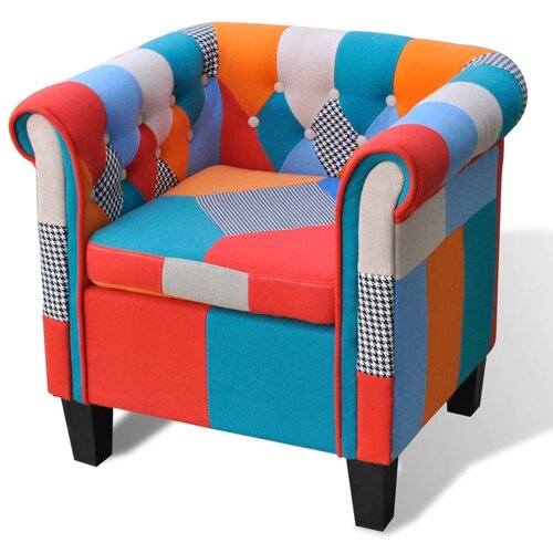 Motiv Fotelja s Patchwork Dizajnom Tkanina Slike