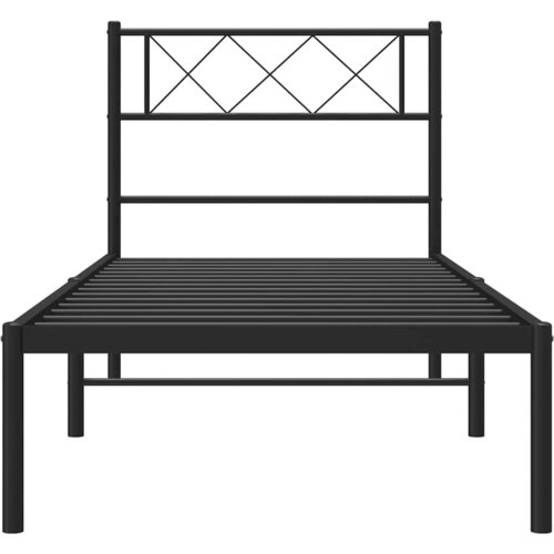  Metalni okvir za krevet s uzglavljem crni 100x190 cm Slike