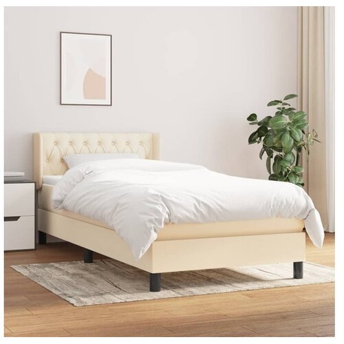  Box spring postelja z vzmetnico krem 90x200 cm blago Cene