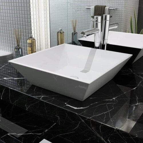 vidaXL Umivalnik Kvadratni Keramika Bele Barve 41,5x41,5x12 cm Cene