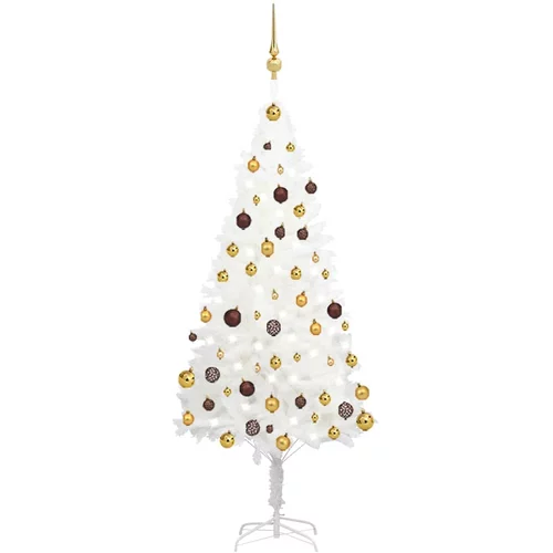  Umjetno božićno drvce s LED svjetlima i kuglicama bijelo 150 cm