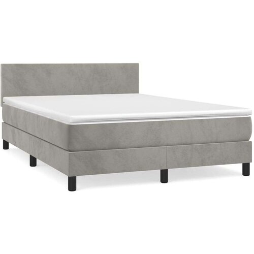 VidaXL Krevet s oprugama i madracem svjetlosivi 140x190 cm bar&amp;scaron;unasti Slike
