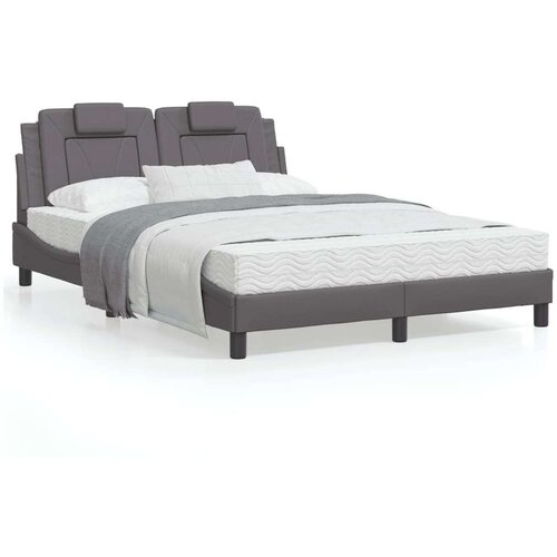  Posteljni okvir z LED lučkami siv 120x200 cm umetno usnje, (21112557) Slike