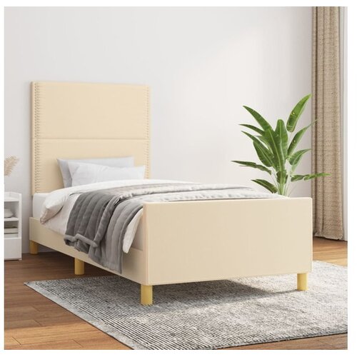  Okvir za krevet s uzglavljem krem 90x190 cm od tkanine Cijene