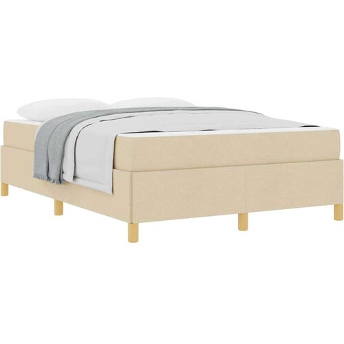Box spring krevet Krema i bijela 140 x 190 cm tkanina Slike