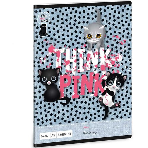 Ars Una think pink slatk mačka bilježnica s crtama za 2. razred 32 stranice A/5 Cene