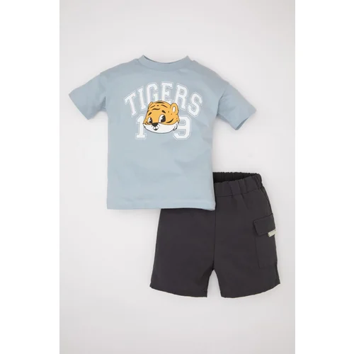 Defacto Baby Boy Tiger Printed Short Sleeve T-Shirt Shorts 2-Piece Set