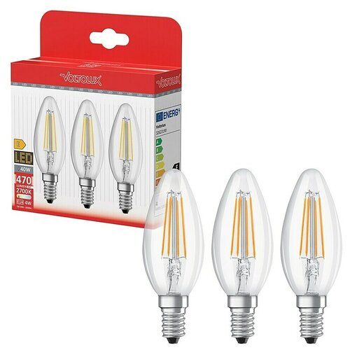 VOLTOLUX Set LED sijalk (E14, Ni mogoče zatemniti, Toplo bela, 470 lm, 7 W, 3 kos, Sveča) Slike