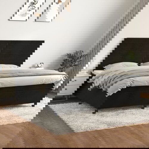  The Living Store Box spring postelja z vzmetnico črna 180x200 cm žamet - Box Spring Postelja, (21444364) Slike