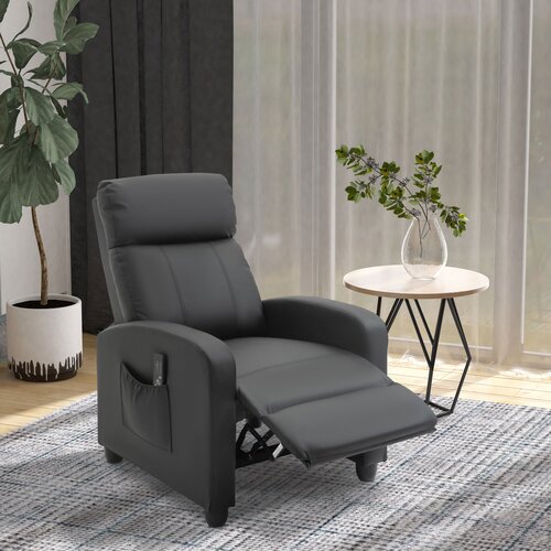 HOMCOM masažni fotelj Relax z 8 načini in 5 intenzivnostmi, naslanjač z naslonom za noge in daljinskim upravljalnikom, PU usnje, črn, (20745121) Slike