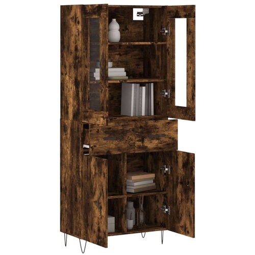 vidaXL Visoka komoda dimljen hrast 69,5x34x180 cm inženirski les Cene
