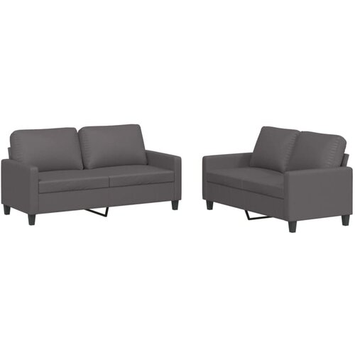 Maison Chic Sedežna garnitura - kavč 2-delna z blazinami sivo umetno usnje, (21729376) Cene