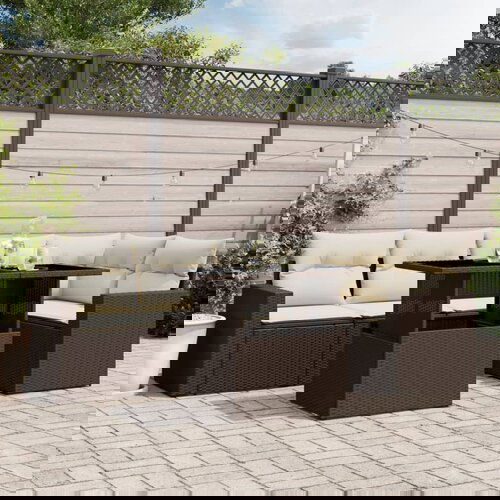 VidaXL 6-dijelni set vrtnih sofa od poliratana s jastucima smeđi Slike