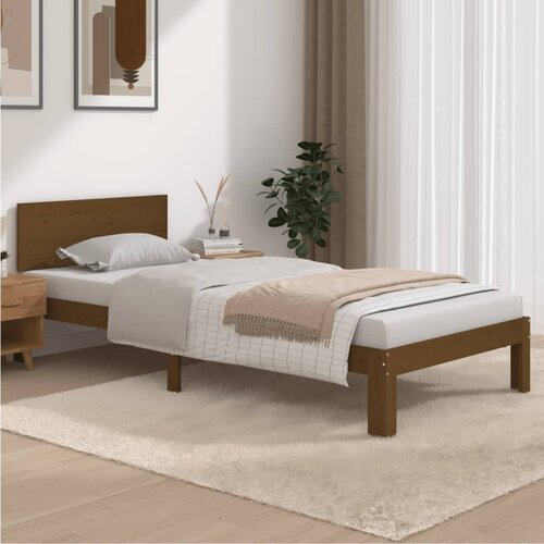 The Living Store Posteljni okvir medeno rjav iz trdne borovine 90x200 cm - Posteljni Okvir, (21523898) Slike