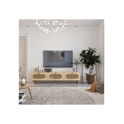 Hanah home tv polica elena sapphire oak rattan Cene