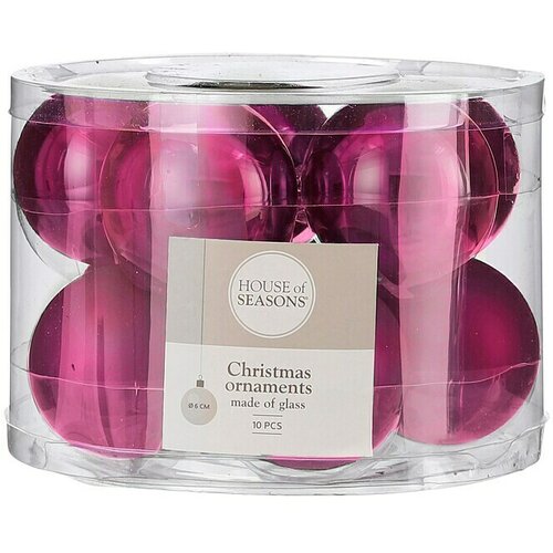  kuglice za božićno drvce house of seasons (tamno roza, staklo, 10 kom., promjer: 6 cm) Cene