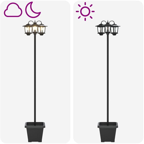  Lampion sa 3 glave s posadnikom Crna 32 x 32 x 188 cm Slike