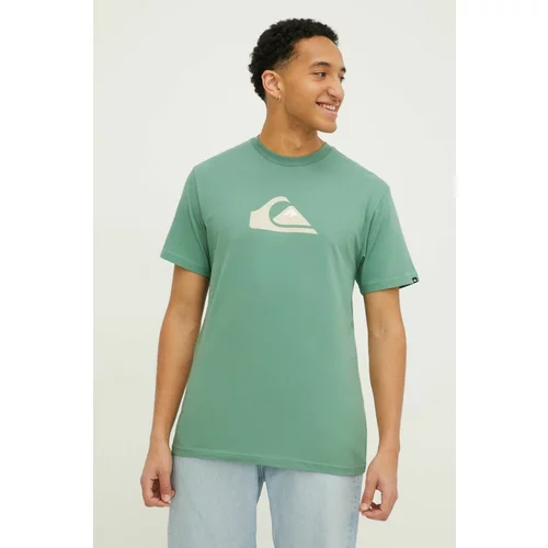Quiksilver Pamučna majica za muškarce, boja: zelena, s tiskom