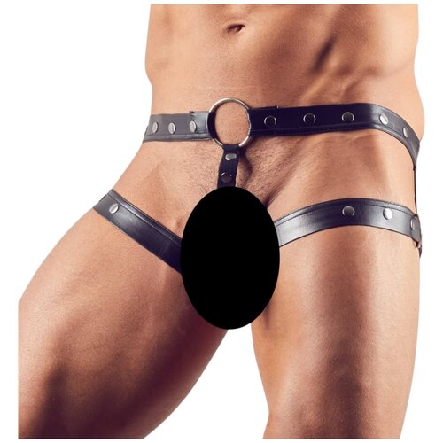 Svenjoyment Postroj z obročkom za penis (črn) - M/L Cene