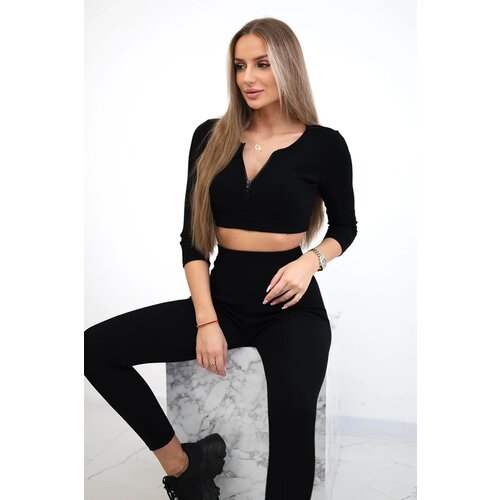 Kesi Ribbed crop top set in black Cijene