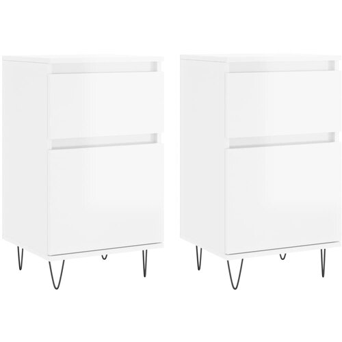 Maison Chic Komoda - Predalnik 2 kosa visok sijaj bela 40x35x70 cm inženirski les, (21718742) Slike