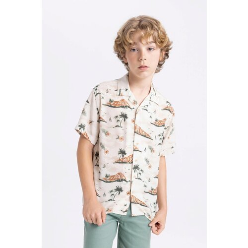 Defacto Boy's Patterned Polo Neck Viscose Short Sleeve Shirt Slike