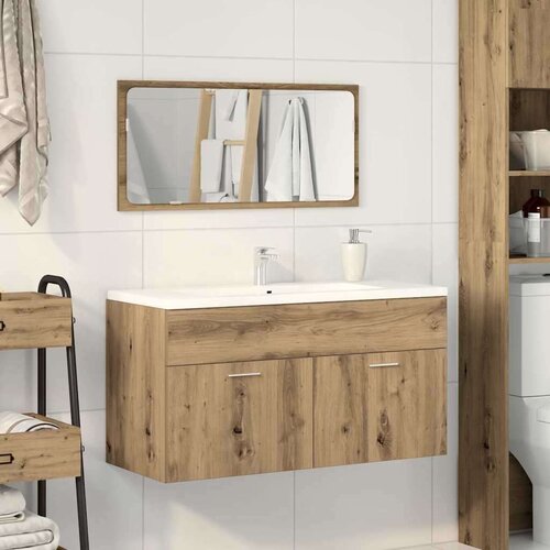 vidaXL Kopalniška omarica z ogledalom artisan hrast inženirski les Cene