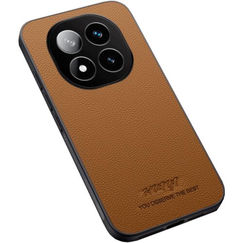 NN-Su Maska za Redmi Note 14 Pro 5G, TPU + koža, Smeđa Slike