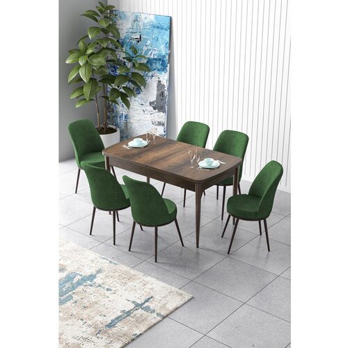 Hanah home Zen - Baroque, Khaki BaroqueKhaki Extendable Dining Table & Chairs Set (7 Pieces) Cene