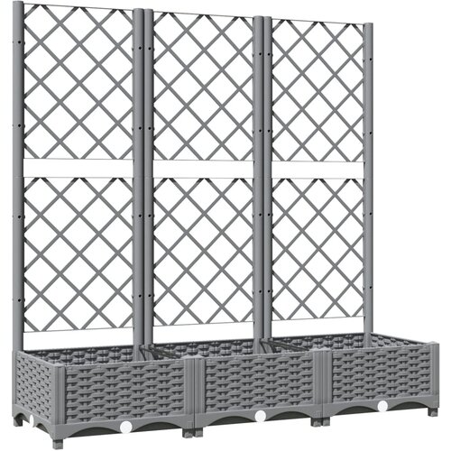  Vrtna sadilica s re&amp;scaron;etkom svjetlosiva 120 x 40 x 121,5 cm PP Slike