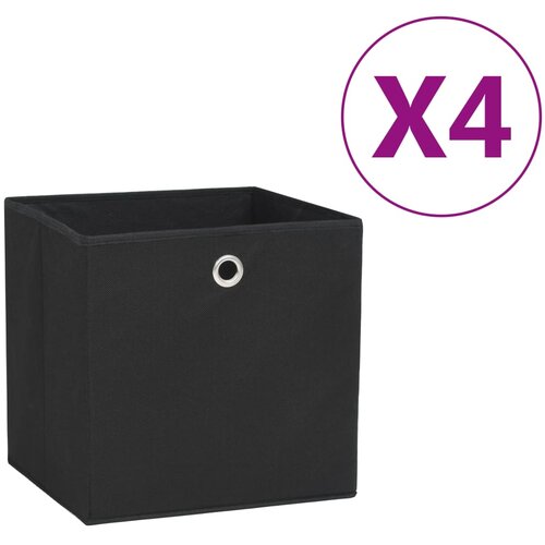 VidaXL Kutije za pohranu od netkane tkanine 4 kom 28x28x28 cm crne Slike