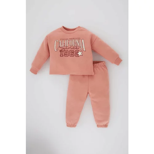Defacto Baby Girl Slogan Printed Sweatshirt Sweatpants 2 Piece Set