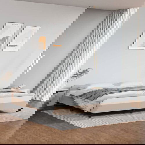 VidaXL Posteljni okvir z vzglavjem kapučino 180x200 cm umetno usnje Slike