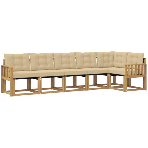 vidaXL Zunanja garnitura za sedenje z blazino 6 pcs Bela in bež, (5000281477) Cene
