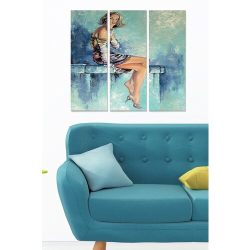 Wallity MDF14547037 multicolor decorative mdf painting (3 pieces) Cene