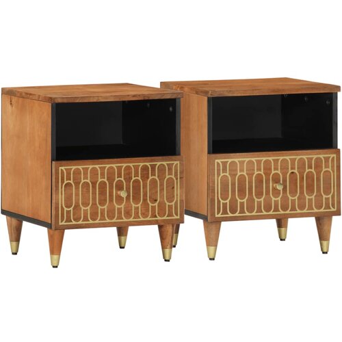 The Living Store Nočna omarica 2 kosa 40x33x46 cm trdna borovina - Nočna Omarica, (21568439) Cene
