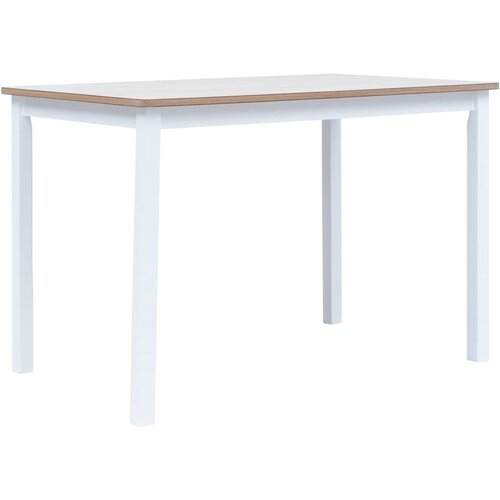 VidaXL Blagovaonski stol bijeo-smeđi 114x71x75 cm od drva kaučukovca Slike