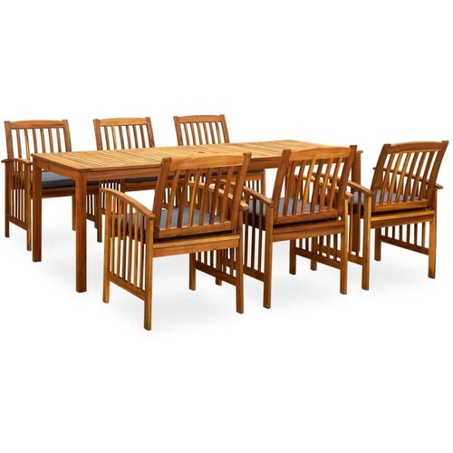  3058092 7 Piece Garden Dining Set with Cushions Solid Acacia Wood (45963+2x312131) Slike