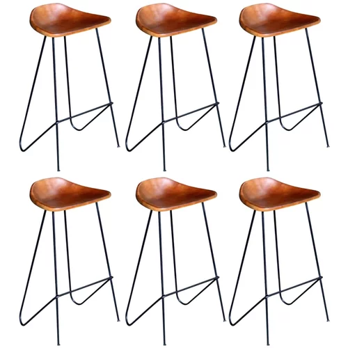  barske stolice od prave kože 6 kom smeđe