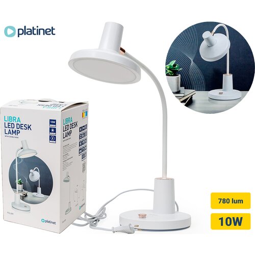 Platinet PDL089 namizna LED svetilka, upogljiva, 780 lumnov, 10W, 175cm kabel, IP20, bela, (21591290) Cene