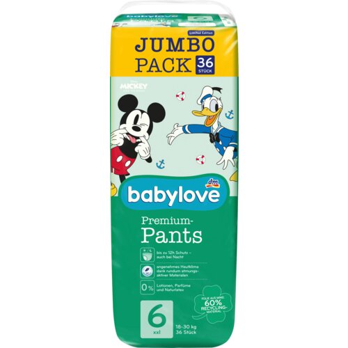 babylove JUMBO PACK - Premium pelene gaćice veličina 6 - XXL (18-30kg) 36 kom Slike