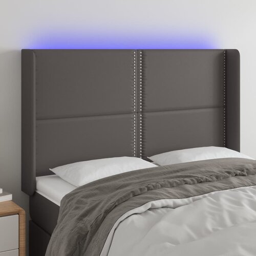  LED uzglavlje sivo 147x16x118/128 cm od umjetne kože Cijene