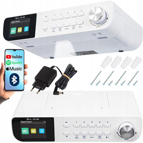 FM LED viseči kuhinjski radio LCD Bluetooth DAB+ bel Cene